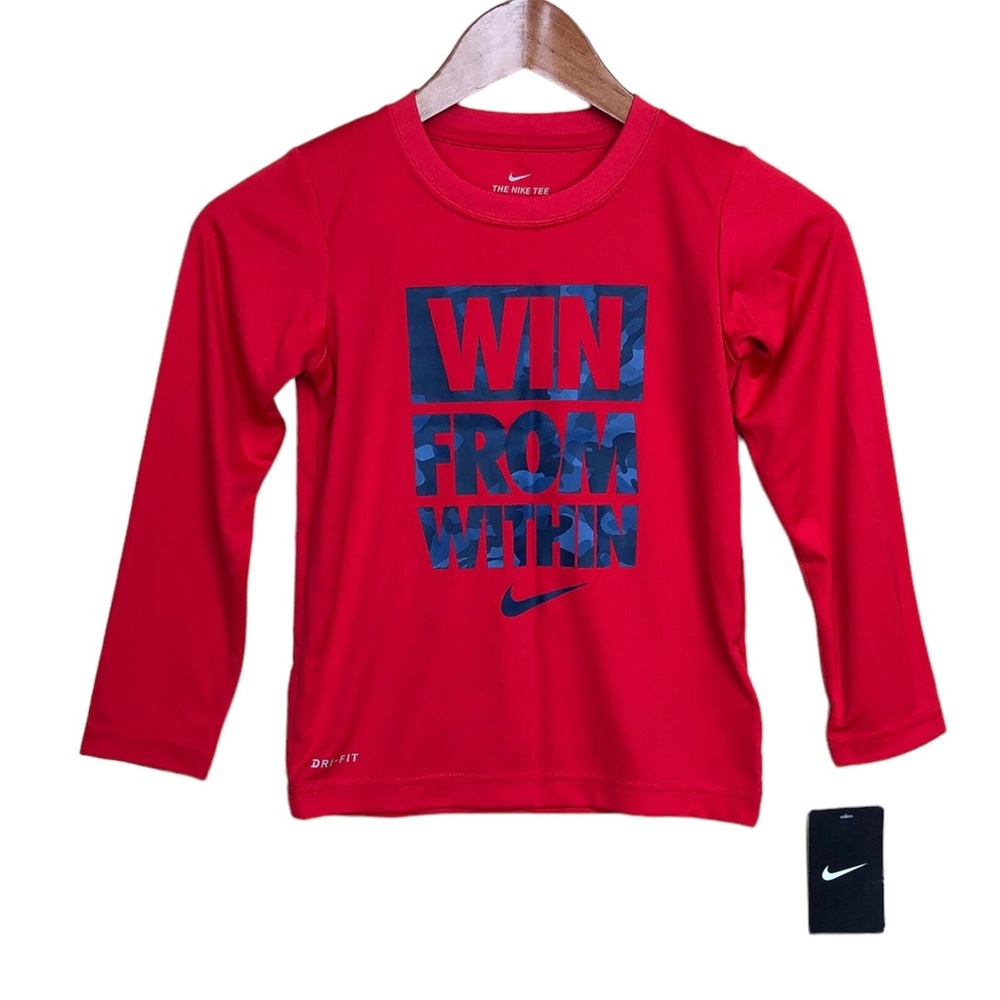 Nike Athletic Long Sleeve Red Top Swiming NWT Kids Size 6/M.